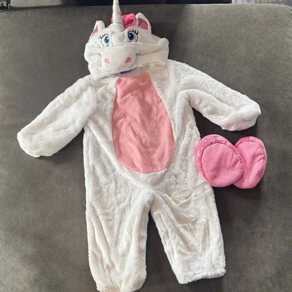 Unicorn Infant Toddler Costume Halloween White & Pink Size 12-24 Months *READ